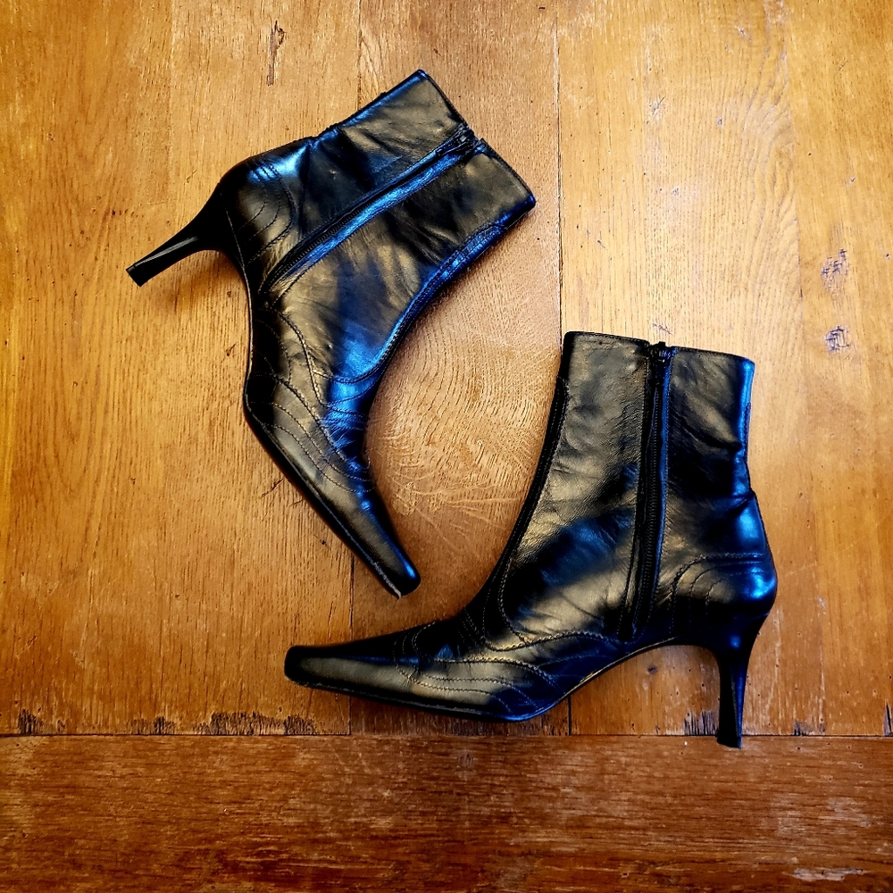 Leder Cuir zip up boots Made in France